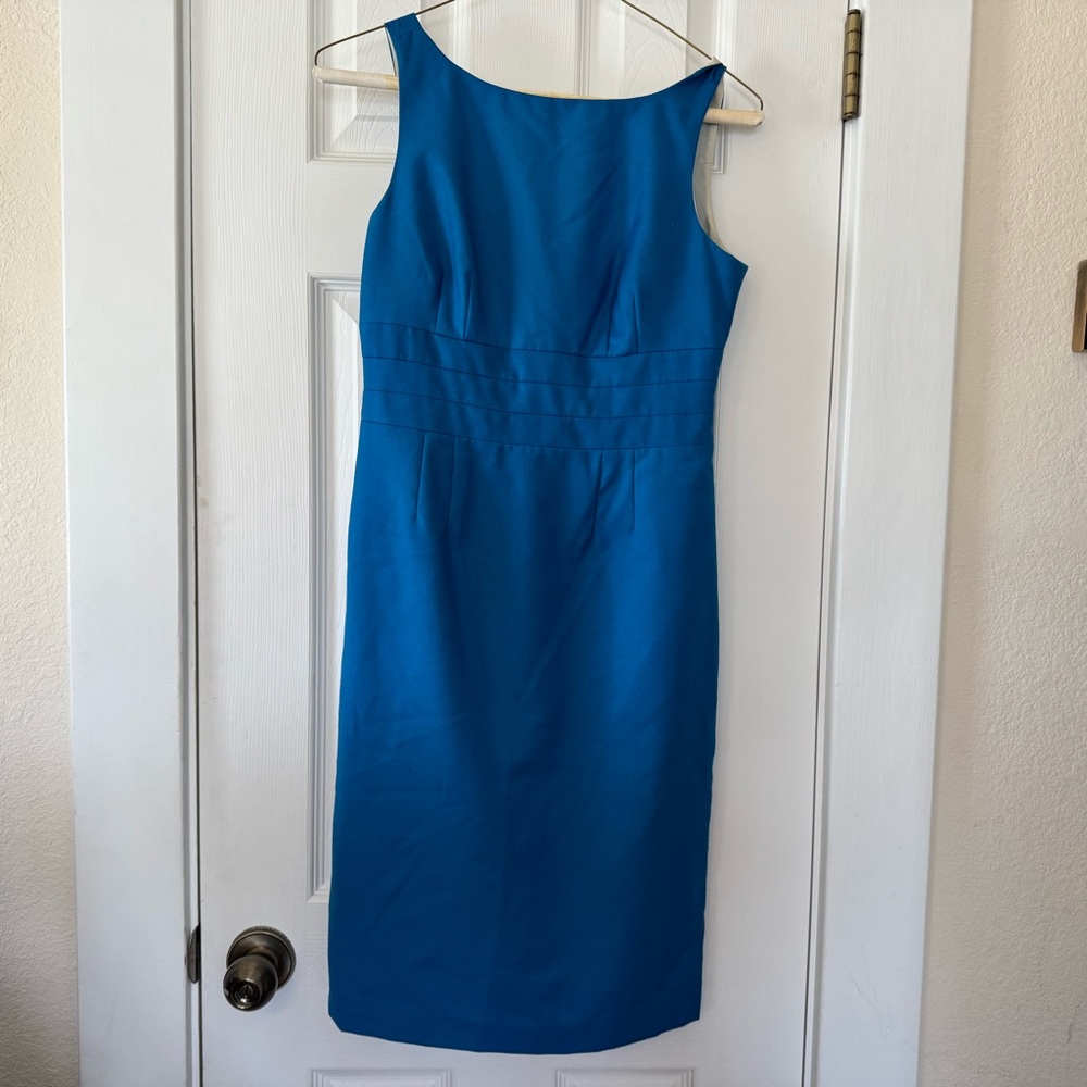 Banana Republic Blue‎ Sheath Dress Size 0 Sleeveless Career Work Midi Office